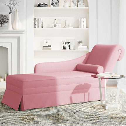 Schäslong med bolster och höger armstöd rosa sammet