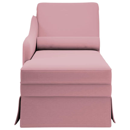 Schäslong med bolster och höger armstöd rosa sammet