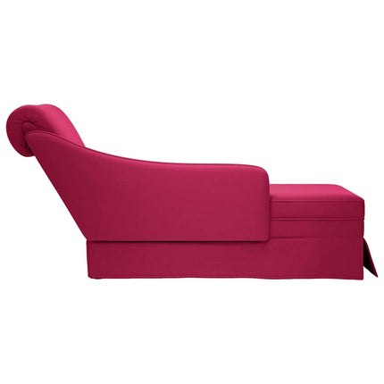 Schäslong med bolster och höger armstöd vinröd sammet