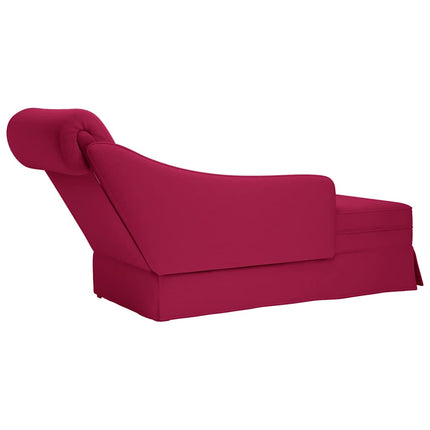Schäslong med bolster och höger armstöd vinröd sammet