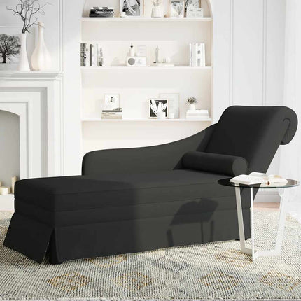 Schäslong med bolster och höger armstöd svart sammet