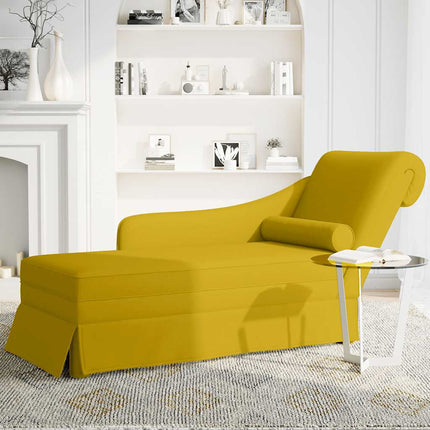 Schäslong med bolster och höger armstöd gul sammet