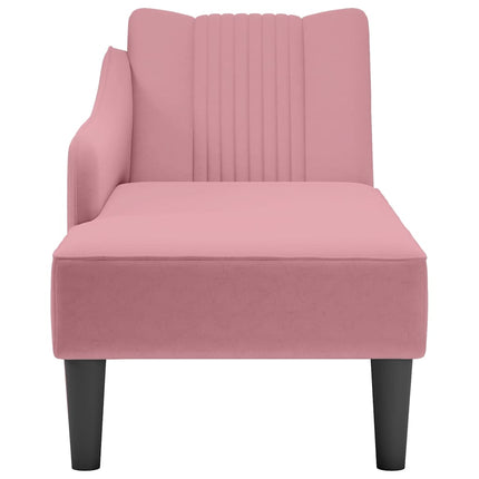 Schäslong med höger armstöd rosa sammet