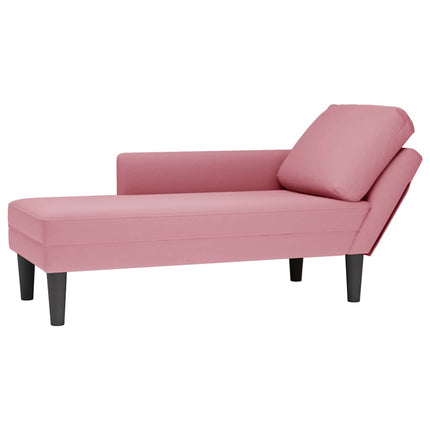 Schäslong med kudde och höger armstöd rosa sammet