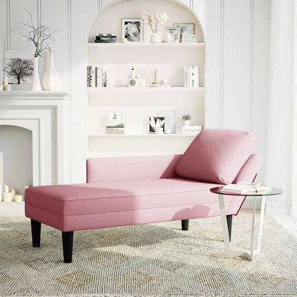 Schäslong med kudde och höger armstöd rosa sammet