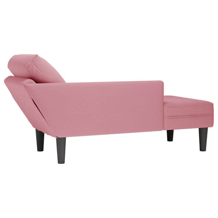 Schäslong med kudde och höger armstöd rosa sammet