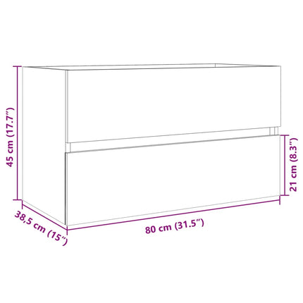 Tvättställsskåp sonoma-ek 80x38,5x45 cm konstruerat trä