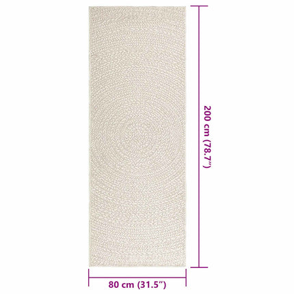 Matta ZIZUR gräddvit 80x200 cm jutelook inomhus och utomhus