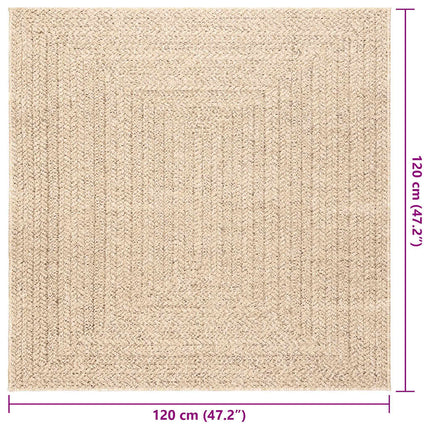 Matta ZIZUR beige 120x120 cm jutelook inomhus och utomhus