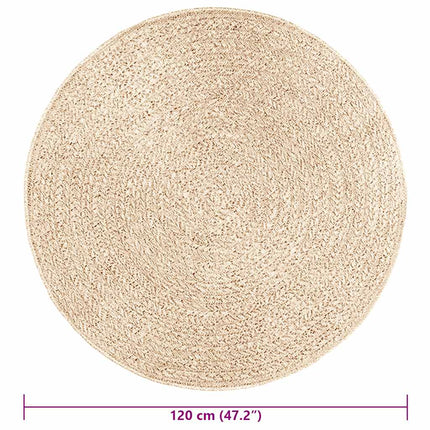 Matta ZIZUR beige Ø 120 cm jutelook inomhus och utomhus