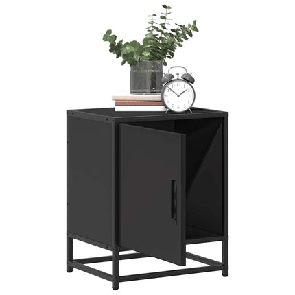 Sängbord svart 40x31x50 cm konstruerat trä och metall