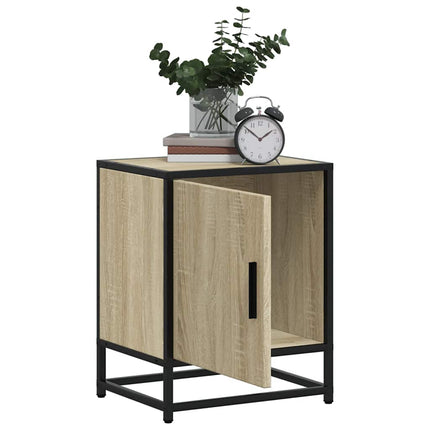 Sängbord 2 st sonoma-ek 40x31x50 cm konstruerat trä och metall