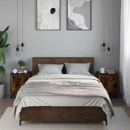 Sängbord 2st rökfärgad ek 40x31x50cm konstruerat trä och metall