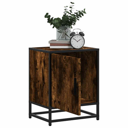 Sängbord 2st rökfärgad ek 40x31x50cm konstruerat trä och metall