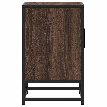 Sängbord 2 st brun ek 40x31x50 cm konstruerat trä och metall