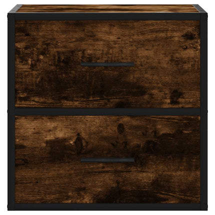 Väggmonterade sängbord rökfärgad ek 40x31x39,5 cm