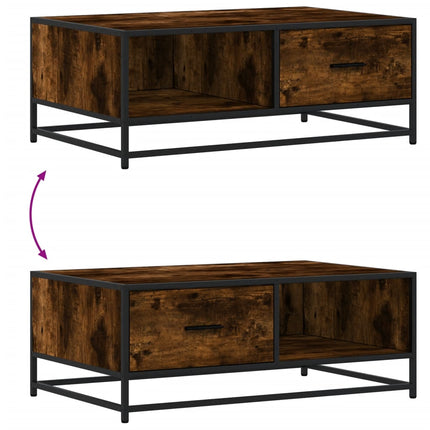 Soffbord rökfärgad ek 90x57x35 cm konstruerat trä och metall