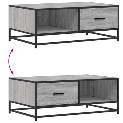 Soffbord grå sonoma 90x57x35 cm konstruerat trä och metall
