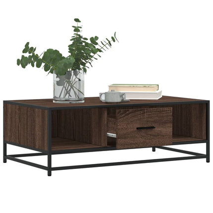 Soffbord brun ek 100x57x35 cm konstruerat trä och metall