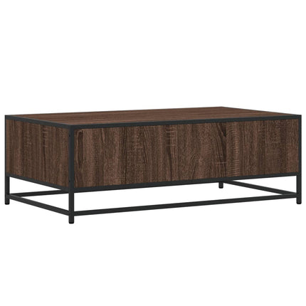 Soffbord brun ek 100x57x35 cm konstruerat trä och metall