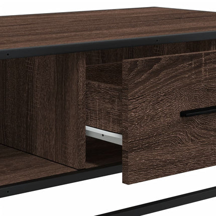 Soffbord brun ek 100x57x35 cm konstruerat trä och metall
