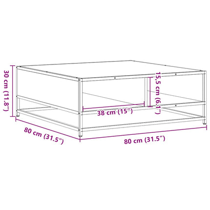 Soffbord svart 80x80x30 cm konstruerat trä och metall