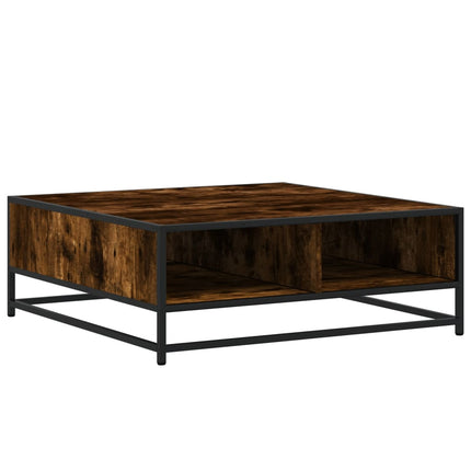 Soffbord rökfärgad ek 80x80x30 cm konstruerat trä och metall