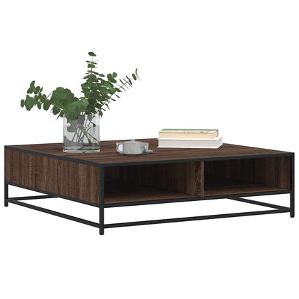 Soffbord brun ek 100x100x30 cm konstruerat trä och metall