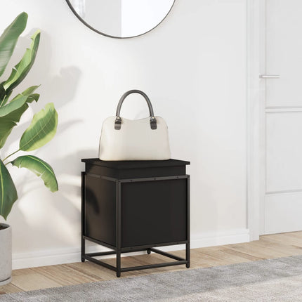 Förvaringslåda med lock svart 40x40x51,5 cm konstruerat trä