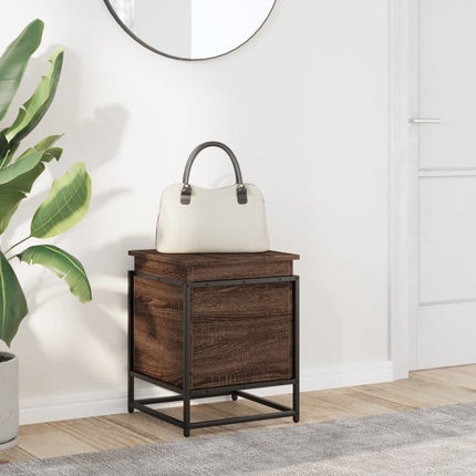 Förvaringslåda med lock brun ek 40x40x51,5 cm konstruerat trä