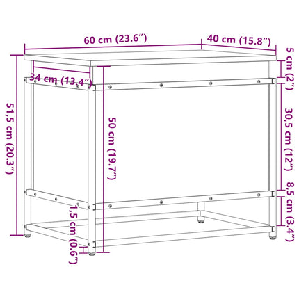 Förvaringslåda med lock sonoma-ek 60x40x51,5 cm konstruerat trä