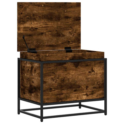 Förvaringslåda lock rökfärgad ek 60x40x51,5 cm konstruerat trä