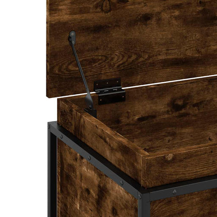 Förvaringslåda lock rökfärgad ek 60x40x51,5 cm konstruerat trä