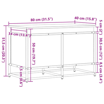 Förvaringslåda med lock sonoma-ek 80x40x51,5 cm konstruerat trä