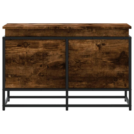 Förvaringslåda lock rökfärgad ek 80x40x51,5 cm konstruerat trä