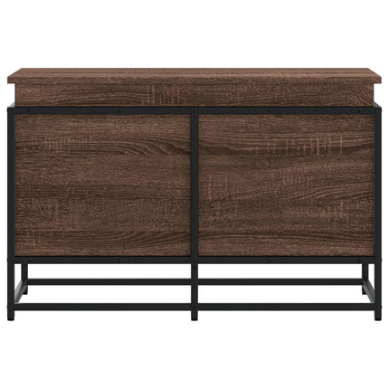 Förvaringslåda med lock brun ek 80x40x51,5 cm konstruerat trä