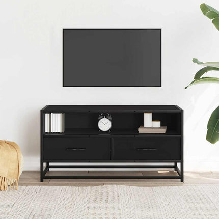 Tv-bänk svart 80x34,5x40 cm konstruerat trä och metall