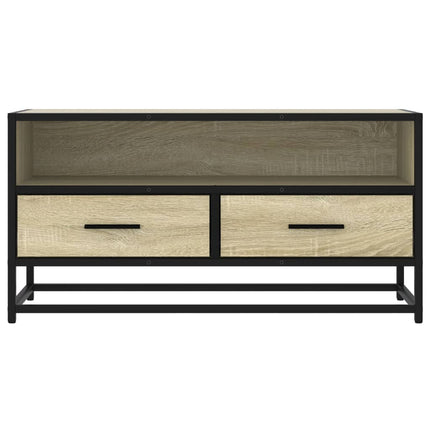 Tv-bänk sonoma-ek 80x34,5x40 cm konstruerat trä och metall