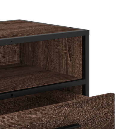 Tv-bänk brun ek 80x34,5x40 cm konstruerat trä och metall