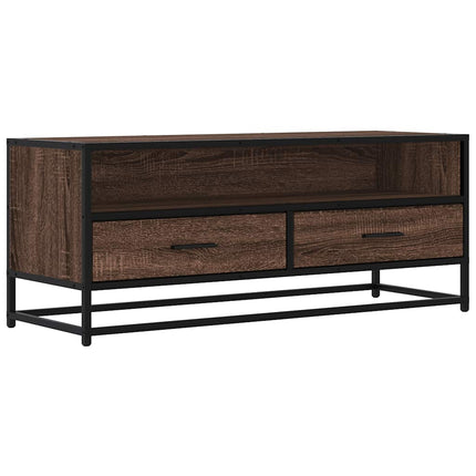 Tv-bänk brun ek 100x34,5x40 cm konstruerat trä och metall