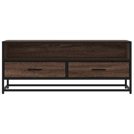 Tv-bänk brun ek 100x34,5x40 cm konstruerat trä och metall