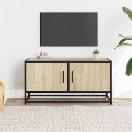 Tv-bänk sonoma-ek 80x34,5x40 cm konstruerat trä och metall