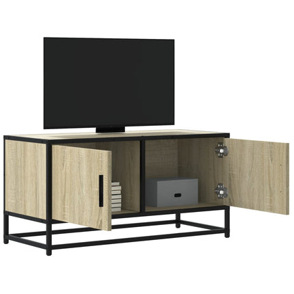 Tv-bänk sonoma-ek 80x34,5x40 cm konstruerat trä och metall