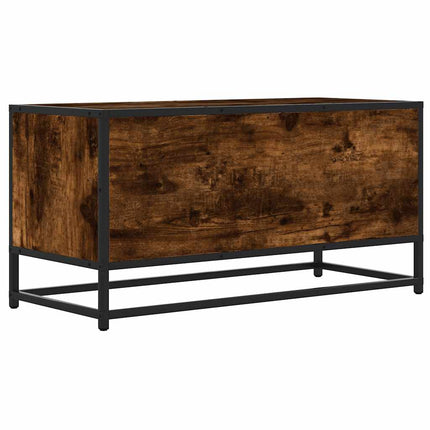 Tv-bänk rökfärgad ek 80x34,5x40 cm konstruerat trä och metall
