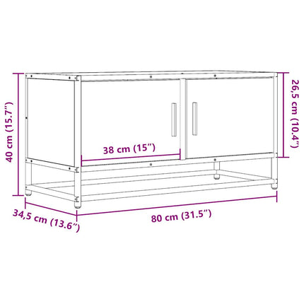 Tv-bänk rökfärgad ek 80x34,5x40 cm konstruerat trä och metall