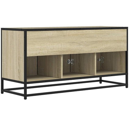 Tv-bänk sonoma-ek 100x35x50 cm konstruerat trä och metall