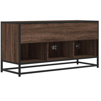 Tv-bänk brun ek 100x35x50 cm konstruerat trä och metall