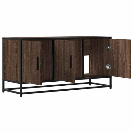 Tv-bänk brun ek 100x35x50 cm konstruerat trä och metall