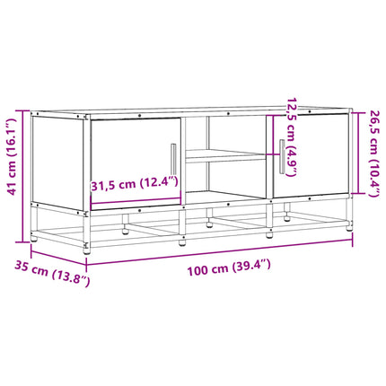 Tv-bänk grå sonoma 100x35x41 cm konstruerat trä och metall