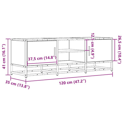 Tv-bänk svart 120x35x41 cm konstruerat trä och metall